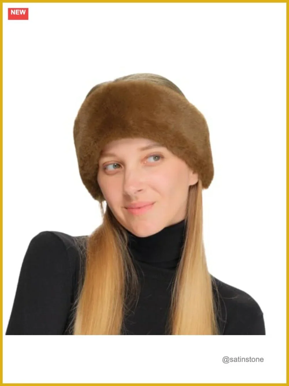 Faux Fur Headwrap Headband Elastic Closure Cozy Winter
